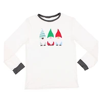 young men's holiday pajama top - gnomes