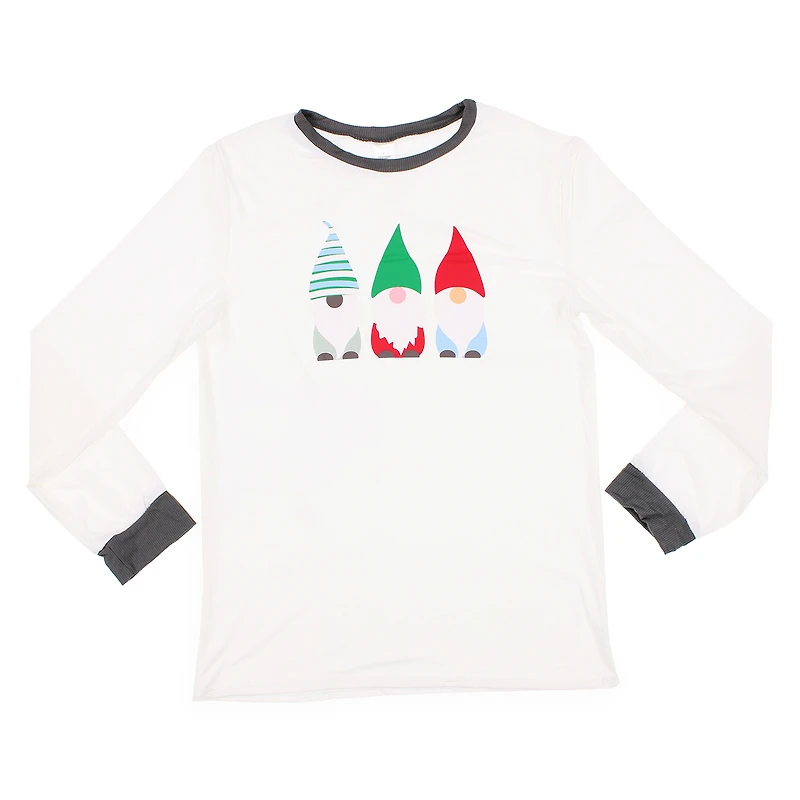 young men's holiday pajama top - gnomes