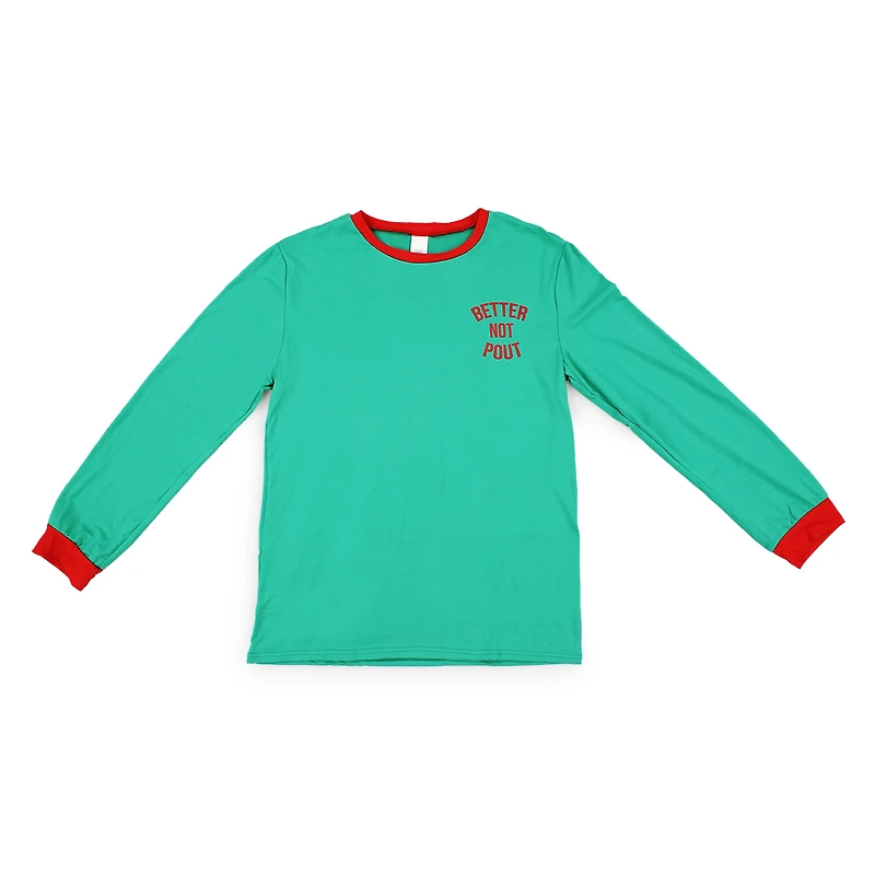 young men's holiday pajama top - better not pout