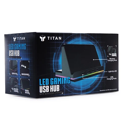 LED charging station with wireless charger & 4 x usb