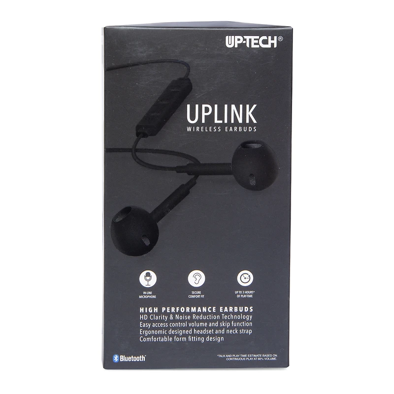 uplink bluetooth® earbuds with neck band & microphone