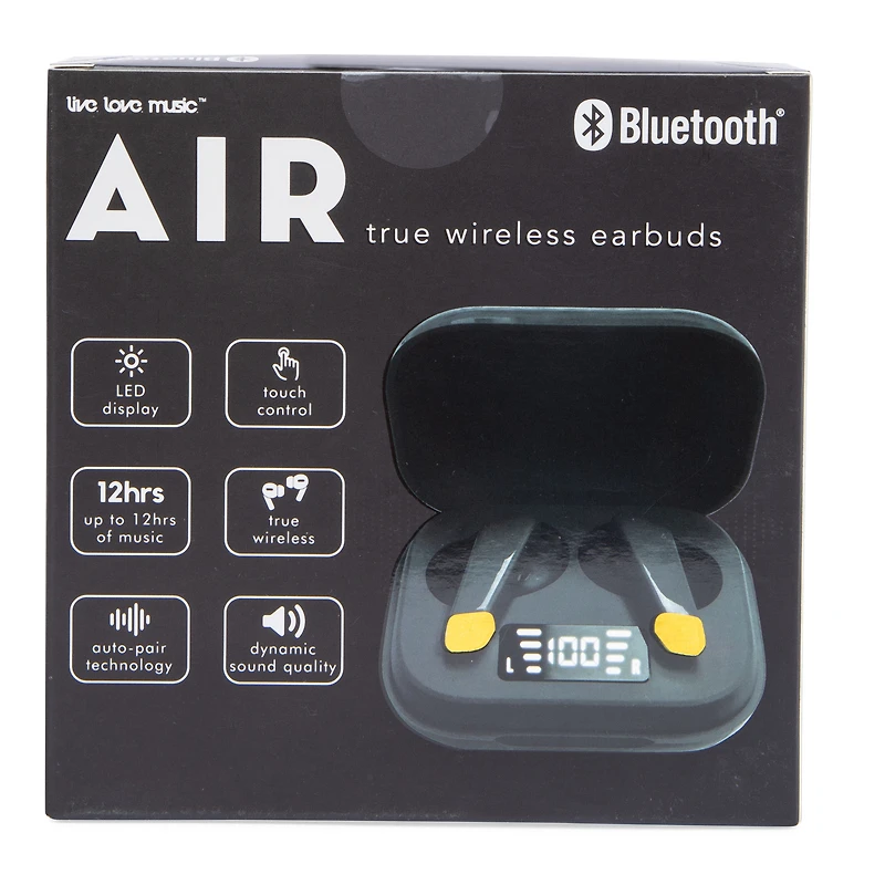 LED air true wireless bluetooth® earbuds with mic