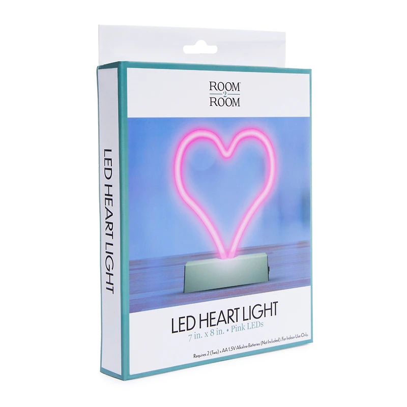 pink LED neon heart light 7in x 8in
