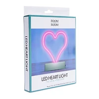 pink LED neon heart light 7in x 8in