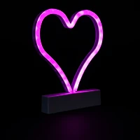 pink LED neon heart light 7in x 8in