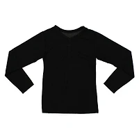 young men's black thermal henley shirt