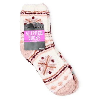 Fuzzy Print Slipper Socks 3-Pair Multipack