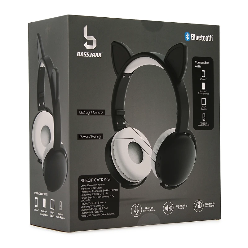 Color-Change LED Cat Ear Bluetooth® Headphones With Mic