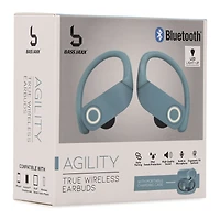 Water-Resistant Bluetooth® LED Earbuds With Mic & Sport Hooks - Blue