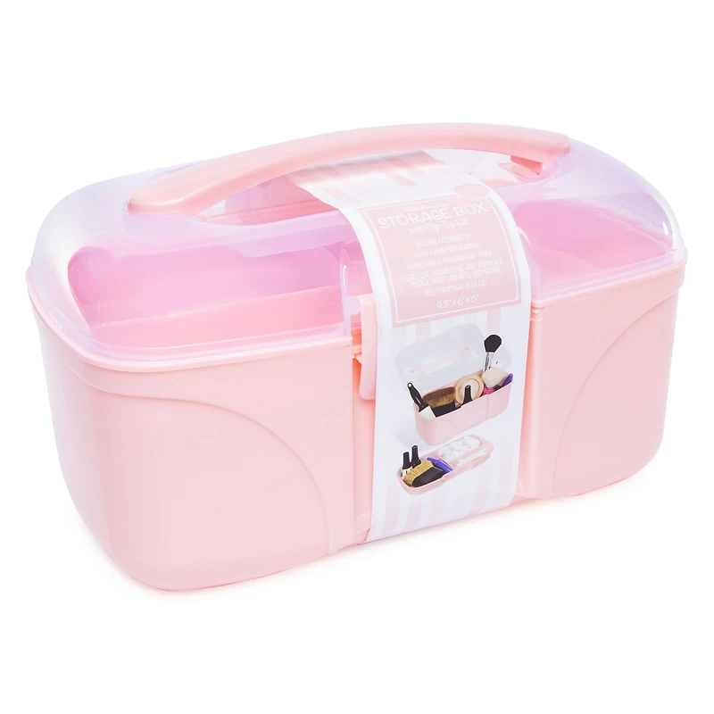 Storage Box With Flip-Top Lid - Pink