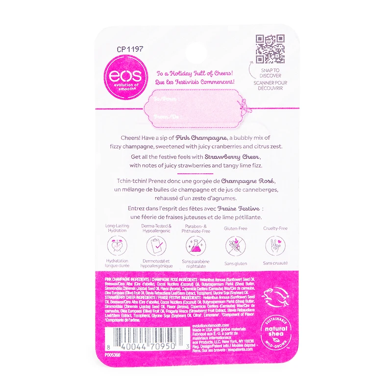 holiday eos® lip balm duo - pink champagne & strawberry
