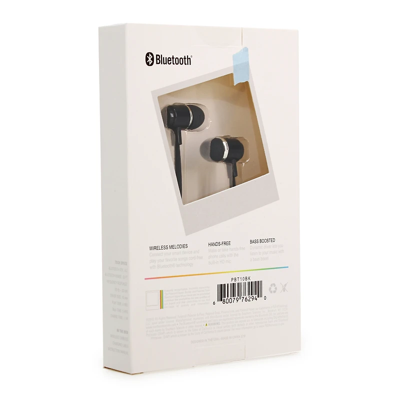 magnetic bluetooth® bass boost earbuds with in-line mic