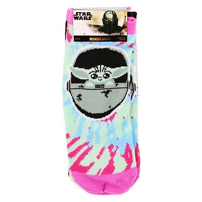 ladies star wars® the mandalorian™ grogu tie dye low cut socks, 5 pairs