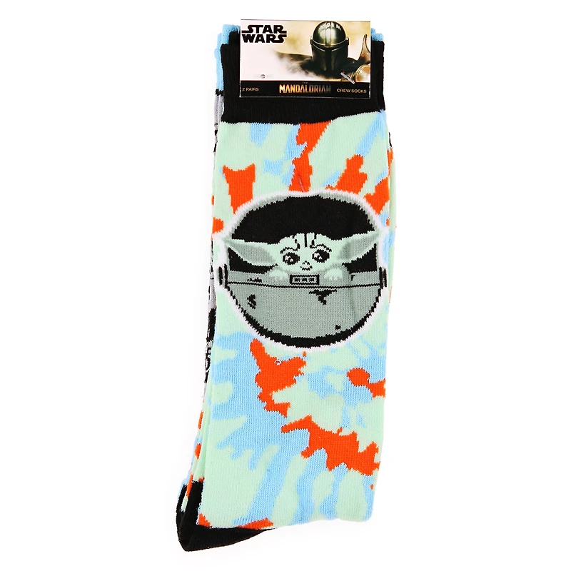 young men's star wars® the mandalorian™ grogu tie dye crew socks
