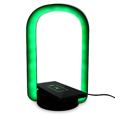 3-in-1 color-changing LED halo lamp with wireless charger & headphones stand