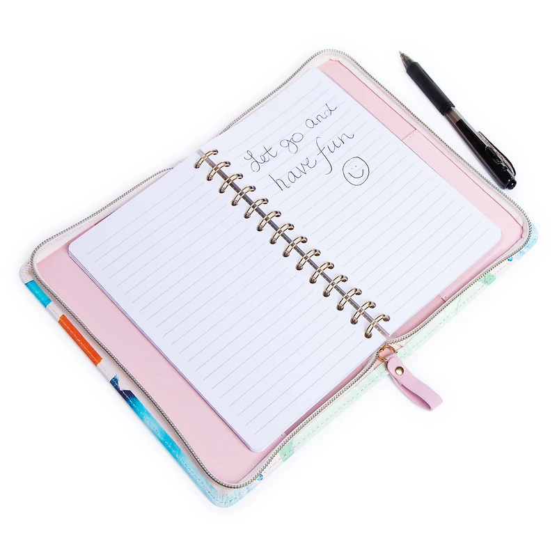 printed padded zipper notebook 8in x 6in