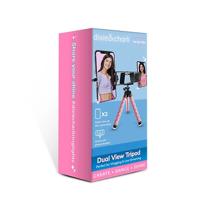 exclusive Dixie & Charli collection dual phone tripod - pink