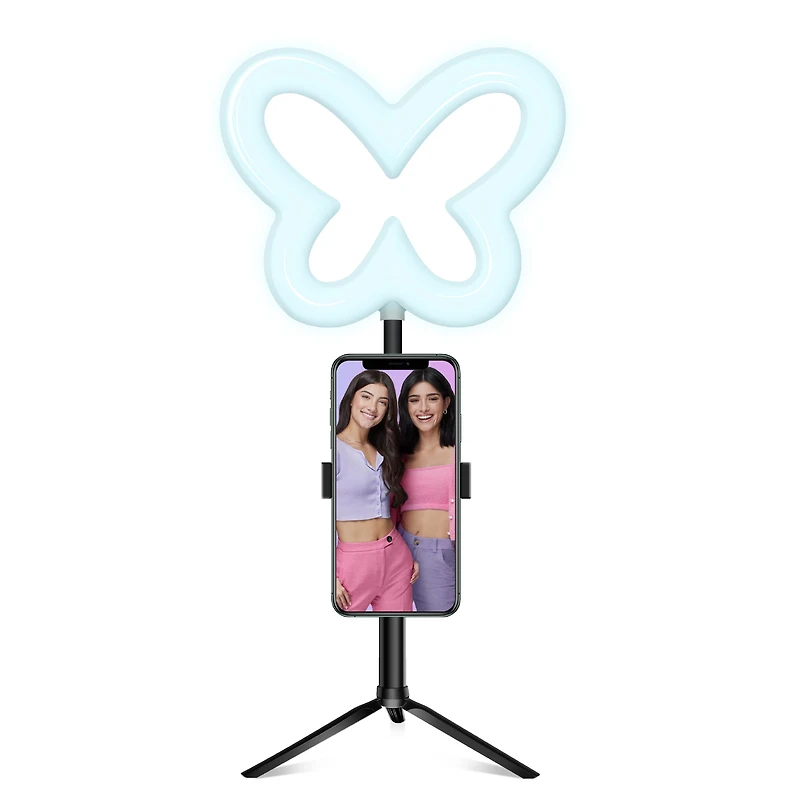 exclusive Dixie & Charli collection 6in heart-shaped LED ring light with phone holder remote