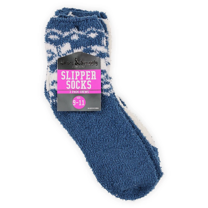 ladies crew slipper socks, 3 pairs