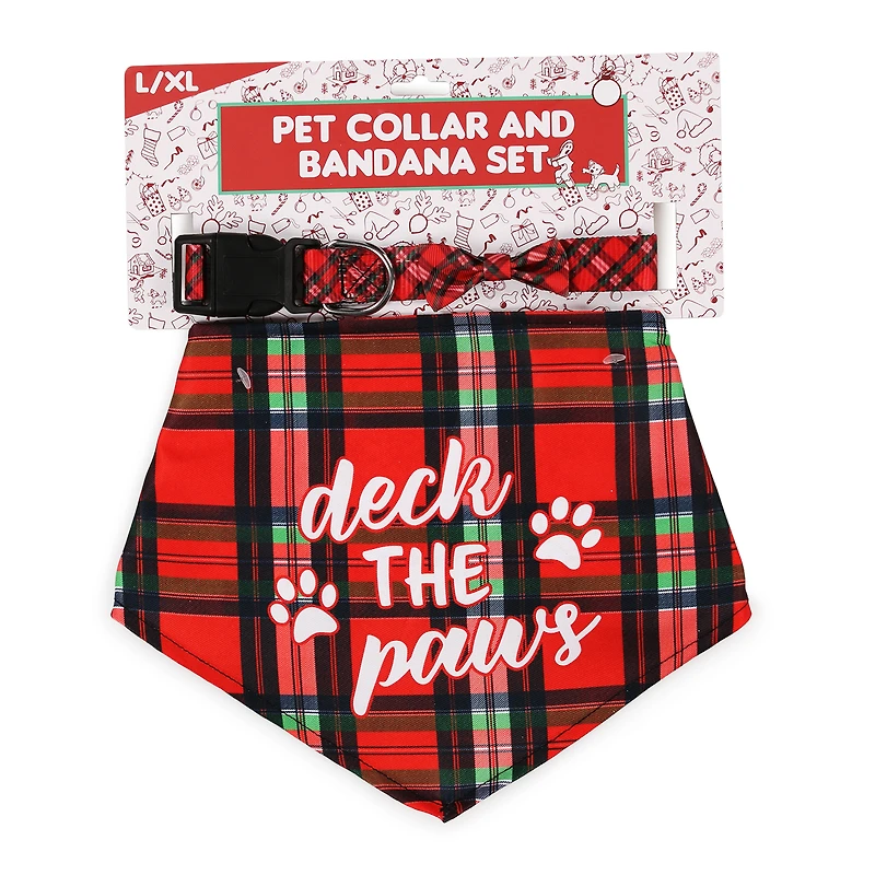 holiday pet collar & matching bandana set