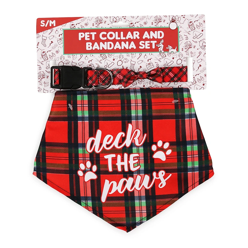 holiday pet collar & matching bandana set