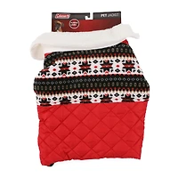 coleman® pet puffer jacket with hood - red fair isle