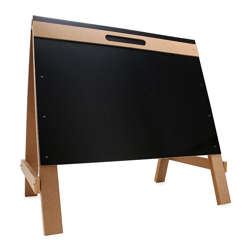 wooden tabletop easel with dry erase board & chalkboard 17in