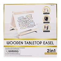 wooden tabletop easel with dry erase board & chalkboard 17in