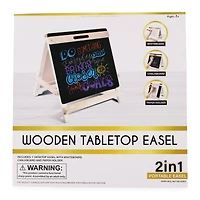 wooden tabletop easel with dry erase board & chalkboard 17in
