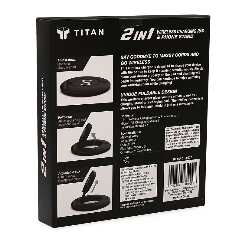 2 in 1 wireless charging pad & phone stand