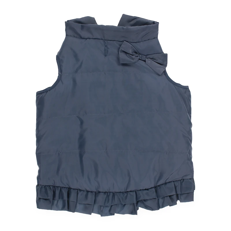 pet puffer jacket with ruffle & bow