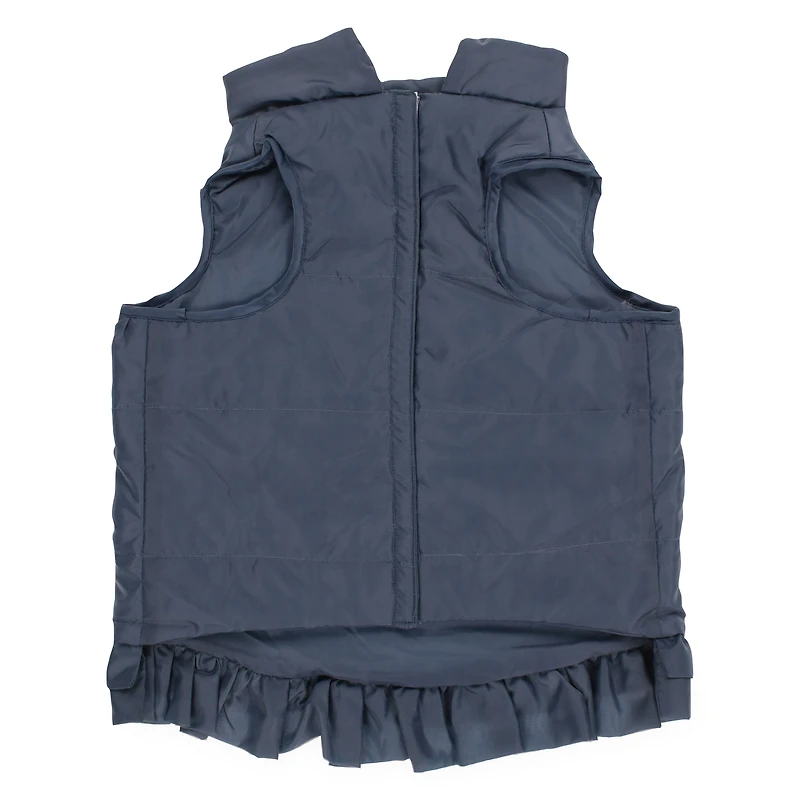 pet puffer jacket with ruffle & bow