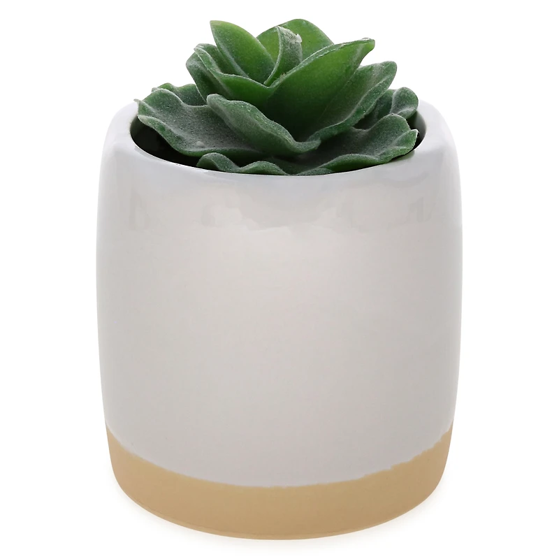 flocked faux succulent plant 4in