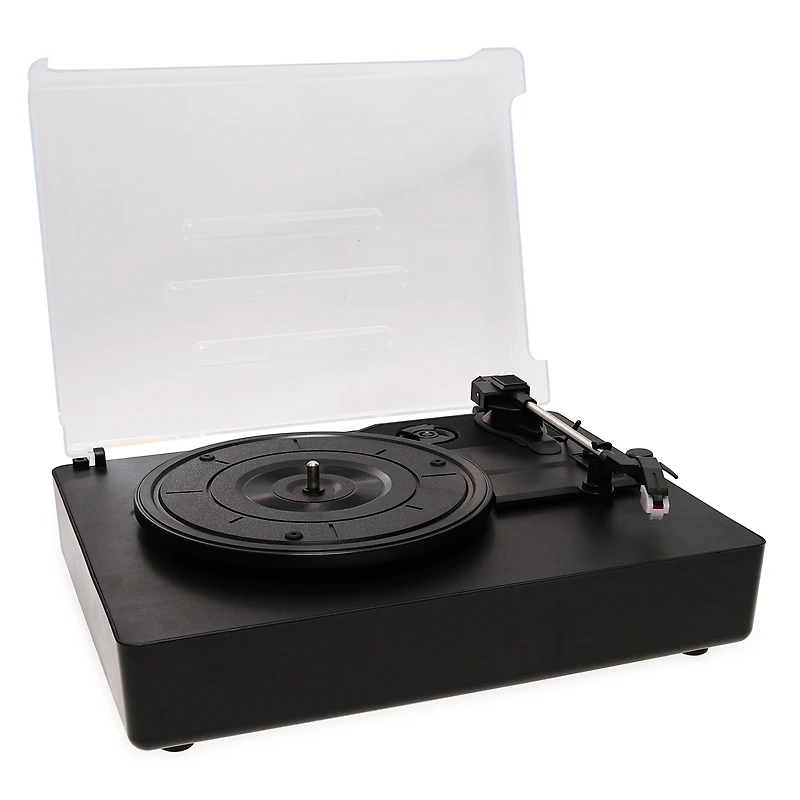 vinyl record player turntable with dual speakers
