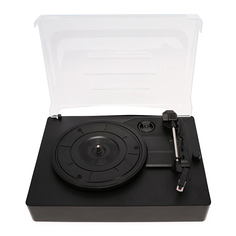 vinyl record player turntable with dual speakers