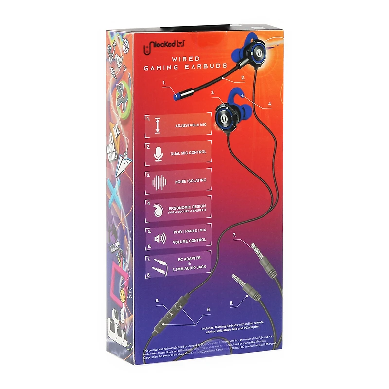 unlocked lvl™ noise-isolating wired gaming earbuds with boom mic - blue