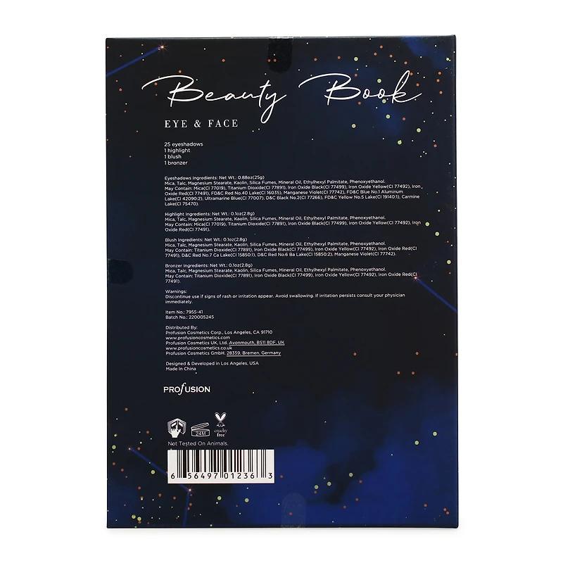 profusion® eye & face beauty book 28-piece makeup palette