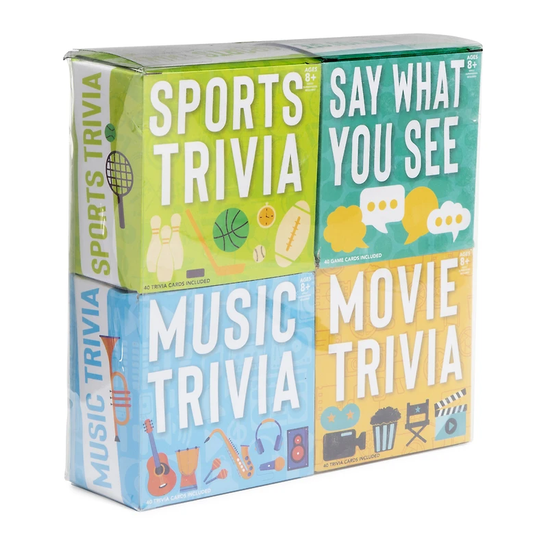 4 in 1 trivia game cards set