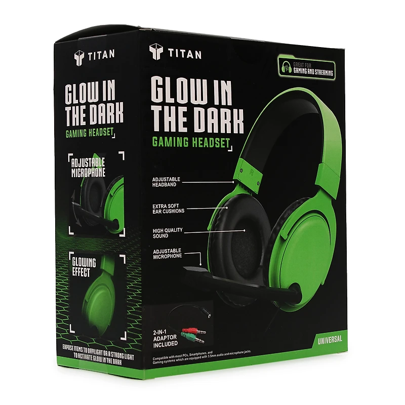 Titan™ Glow The Dark Gaming Headset, Universal Compatibility