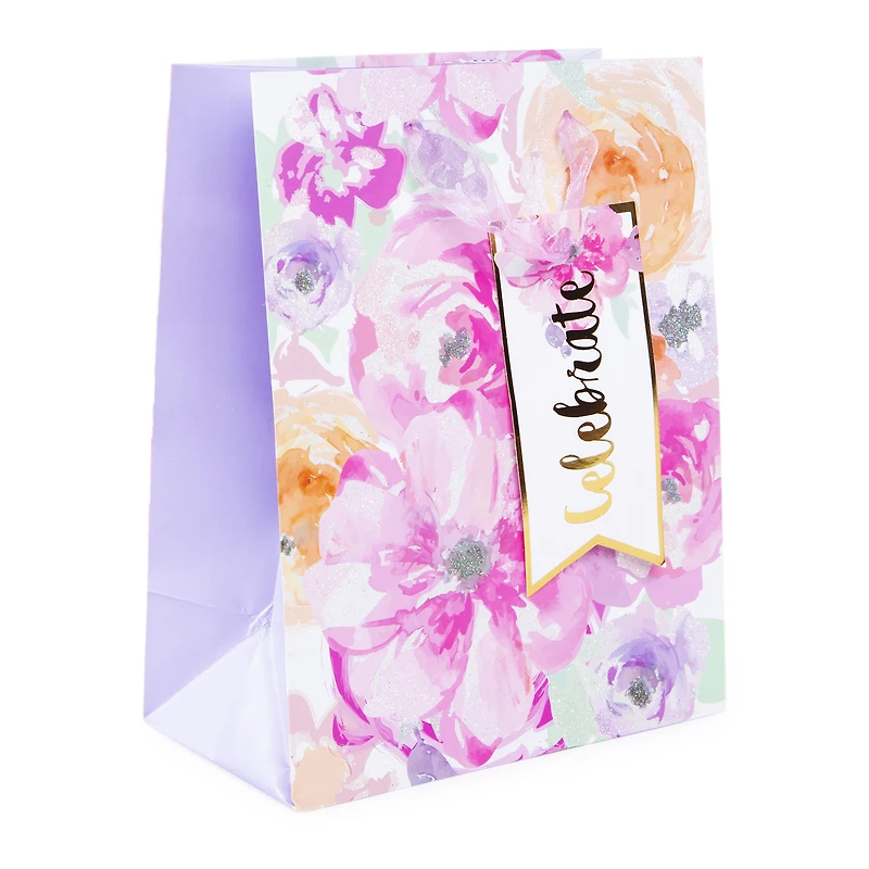 Medium Celebrate Birthday Floral Gift Bag 9in