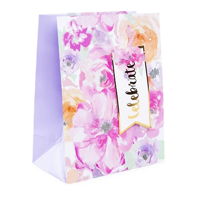 Medium Celebrate Birthday Floral Gift Bag 9in