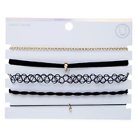 black lightning bolt choker necklaces 5-piece set