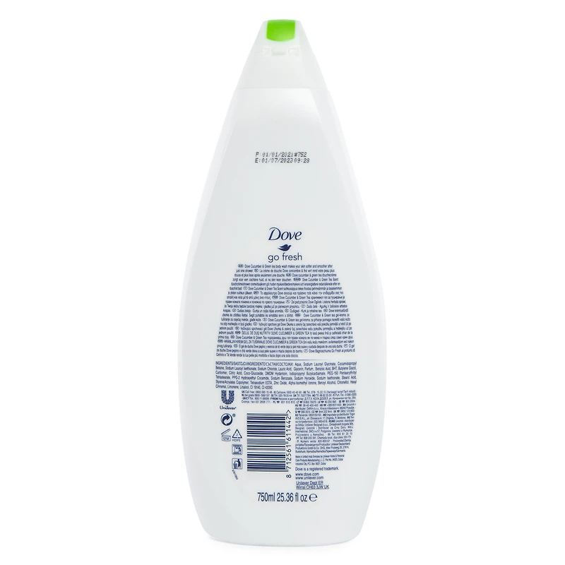 dove® body wash, cucumber & green tea 25.36oz