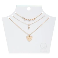 gold heart layer necklaces 3-piece set