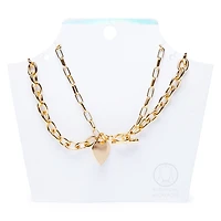 gold chunky heart clasp layer necklaces 2-piece set