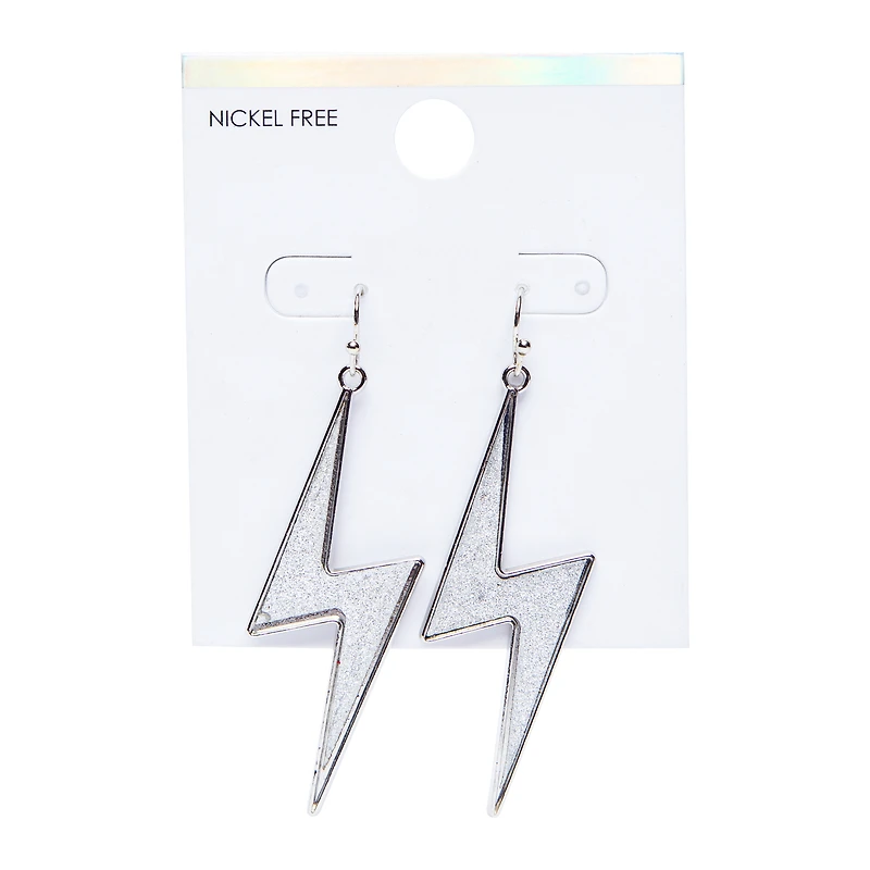 silver lightning bolt nickel-free earrings