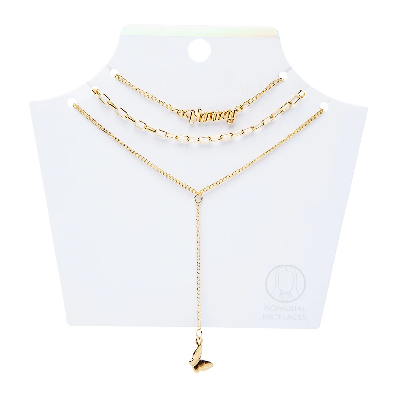 gold honey/butterfly layer necklaces 3-piece set