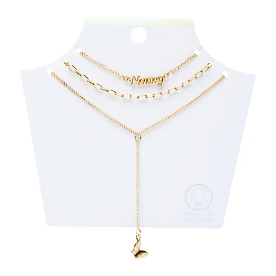 gold honey/butterfly layer necklaces 3-piece set