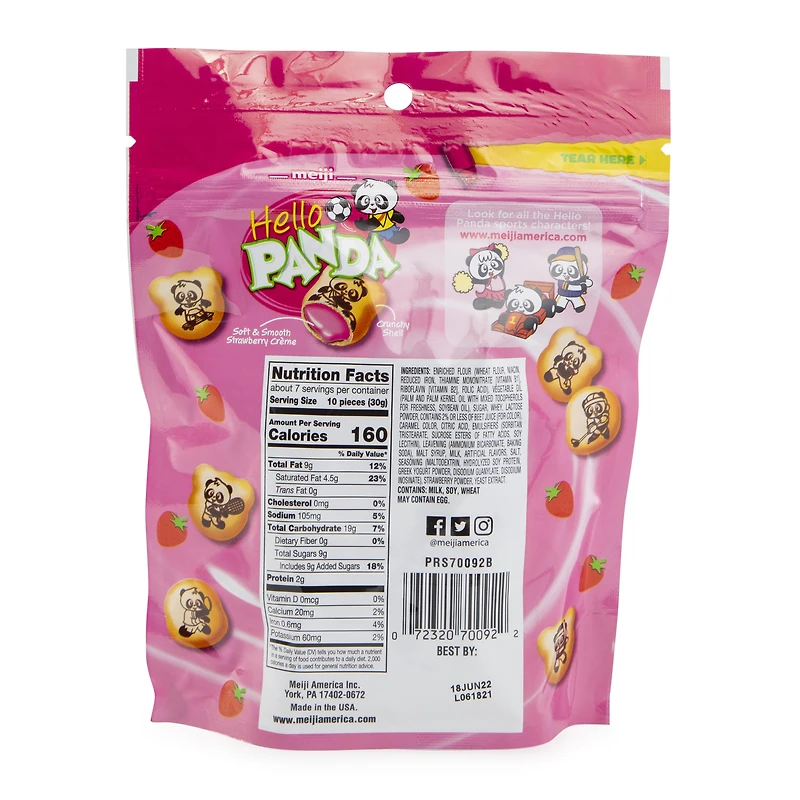 meiji® hello panda creme center with crunchy shell snack 7oz bag -  strawberry