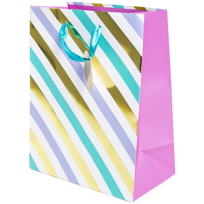 Medium Gift Bag- Hearts/Stripes 9in X 7in